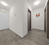 NA PREDAJ: 3-izbový apartmán, MATADORKA, Bratislava - Petržalka - Chodba so stenami v bielej farbe a podlahou s dreveným dekorom v 3-izbovom byte.