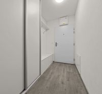 NA PREDAJ: 3-izbový apartmán, MATADORKA, Bratislava - Petržalka - Chodba 3-izbového bytu s bielou stenou, skriňou a podlahou s dreveným dekorom.