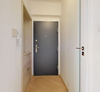 NA PRENÁJOM ZREKONŠTRUOVANÝ 3 IZBOVÝ BYT S GARÁŽOU V CENTRE MESTA - Vstupná chodba so svetlými stenami a podlahou s dreveným dekorom v 3-izbovom byte.