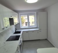 Na prenájom kompletne prerob. NOVÝ 2 izbový byt čiast.zar. Nové Zámky - Kuchyňa v 2-izbovom byte s modernými skrinkami a veľkým oknom.