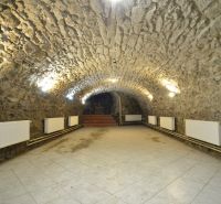 Objekt s historickým nádychom v Banskej Štiavnici - Štefultov - Kamenný klenutý strop s radiátormi a dlažbou v gastro priestoroch.