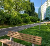 Na prenájom 3 izbový byt - Banská Bystrica, Starohorská ulica - Lavičky a zeleň pri chodníku na Starohorskej ulici v Banskej Bystrici.