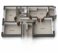 Priestranný 3-izbový byt | 72 m² + 9 m² loggia + 9 m² pivnica |  - Pôdorys 3-izbového bytu s kuchyňou, obývačkou, spálňou a kúpeľňou.