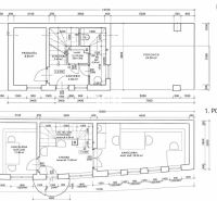 Obchodné priestory s charakterom v srdci Topoľčian – investícia, ktorá - Architektonický plán obchodných priestorov s pôdorysom na prízemí a prvom poschodí.