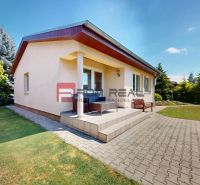 3D obhliadka - 4 izbový rodinný dom s bazénom v obci Tureň - Rodinný dom v Senci s upravenou záhradou, terasou a okolitými stromami.