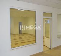 PRENÁJOM OBCHODNÉHO PRIESTORU (54 m2) ulica MIEROVÁ HUMENNÉ - Obchodné priestory s presklenými stenami a podlahou s dreveným dekorom.