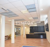 NOVÁ ZNÍŽENÁ CENA NA PRENÁJOM PRIESTOR 108,5 m² v OC Avenue - Obchodné priestory s podlahou s dreveným dekorom a svetelnými panelmi na strope.