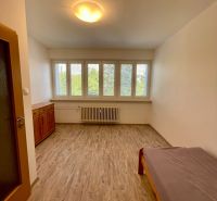 PRENÁJOM - 3-izbový byt priamo v centre Nitry s parkovaním a balkónom - Izba s podlahou s dreveným dekorom a jednoduchým nábytkom v 3-izbovom byte.
