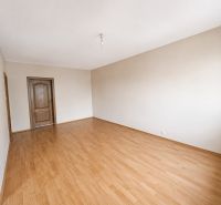Predaj! slnečný 3-izbový byt s loggiou 74 m² Podbreziny - LM - Priestranná izba s podlahou s dreveným dekorom v 3-izbovom byte, dvere z tmavého dreva.