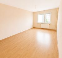 Predaj! slnečný 3-izbový byt s loggiou 74 m² Podbreziny - LM - Priestranná izba s oknom a podlahou s dreveným dekorom v 3-izbovom byte.