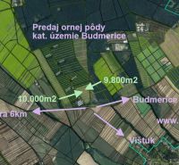 Krásna lúka  a les s dobrým prístupom. - Letecký pohľad na orné poľnohospodárske a lesné pozemky v katastri Budmerice na predaj.