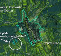 Ponúkame pozemky, od 1000m2, pôdu a les, spolu viac ako 4ha. - Mapa poľnohospodárskych a lesných pozemkov v okolí Horného Tisovníka, okres Detva.