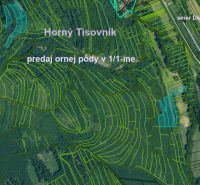 Ponúkame pozemky, od 1000m2, pôdu a les, spolu viac ako 4ha. - Katastrálna mapa poľnohospodárskych a lesných pozemkov v Hornom Tisovníku na predaj.