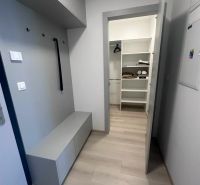 Prenájom 2 izbového bytu ARBORIA Trnava - Vstupná chodba so skriňou a podlahou s dreveným dekorom v 2-izbovom byte.