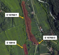 Vrbovce – 1.566 m2 INVESTIČNÉ pozemky – Predaj - Letecká mapa v katastrálnej oblasti Vrbovce, zobrazuje parcelné čísla zvláštnych nehnuteľností.