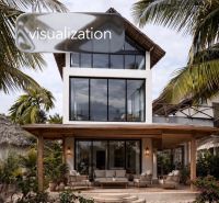 SAMOSTATNE STOJACA VILA MAPUMZIKO S 2 IZBAMI NA ZANZIBARE  - Rodinný dom v Pwani Mchangani s palmami a priestrannou verandou.