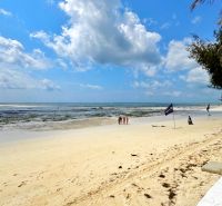 OFF-PLAN VILA MAPUMZIKO S 1 SPALŇOU NA ZANZIBARE  - Pláž v Fumba Town s jemným pieskom a palmami na pobreží oceánu.