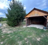 Na predaj 2 izbový byt 54 m2 po rekonštrukcii + záhrada, obec Telince - Drevený prístrešok v exteriéri 2-izbového bytu v obci Telince s ihličnanom.