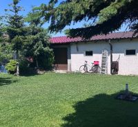 6-izb. rodinný dom, lokalita Nové Košariská, Dunajská Lužná - Záhrada pri rodinnom dome na Nových Košariskách v Dunajskej Lužnej so zeleňou a bicyklom.