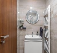 I Exkluzívny penthouse s terasou v absolútnom centre mesta - Kúpeľňa v 2-izbovom byte s umývadlom, zrkadlom a radiátorom.