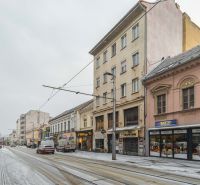 ZNÍŽENÁ CENA! I Predaj komerčného priestoru na ul. Obchodna - Ulica Obchodná v Bratislave - Starom Meste s obchodnými priestormi počas zimného dňa.