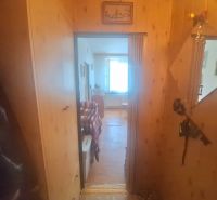 Slnečný 1-izbový byt  na predaj, 42 m2,  J. Gagarina, Zvolen - Chodba v 1-izbovom byte s podlahou s dreveným dekorom a zrkadlom na stene.