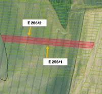 Medzany – 1.793 m2 POĽNOHOSPODÁRSKA pôda – Predaj  - Katastrálna mapa zobrazuje rozdelenie poľnohospodárskych a lesných pozemkov v Medzanoch.