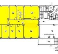 Prenájom kancelárskych priestorov  Drieňová ul., 209 m2 - 600 m2 - Pôdorys kancelárií s vyznačeným priestorom 140 m² na prenájom.