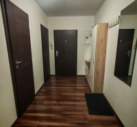 Moderný 2- izbový byt na prenájom , Rohožník - Vstupná hala 2-izbového bytu s podlahou s dreveným dekorom a vešiakom.