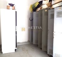 Hala na prenájom 400 m2 – priemyselná zóna - Šatníkové skrinky vo výrobných priestoroch s neporiadkom na šedivej podlahe.
