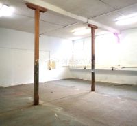 Hala na prenájom 400 m2 – priemyselná zóna - Výrobné priestory s betónovou podlahou a drevenými stĺpmi, vhodné na prenájom.
