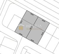 Stavebné pozemky 614 m² v novo-vybudovanej lokalite Hlboké - Mapa stavebných pozemkov na bývanie v Hlbokom so zakreslenými rozmermi.