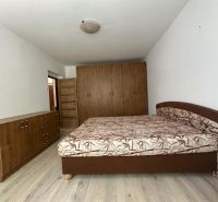☎️ 0918197701 Na prenájom  zariadený 1 izbový byt  na sídlisku západ n - Izba s posteľou, dreveným nábytkom a podlahou s dreveným dekorom v 1-izbovom byte.