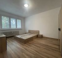 PRENÁJOM, 2 izb. byt na Považskej ulici, Košice - Západ - Spálňa v 2-izbovom byte s podlahou s dreveným dekorom a základným nábytkom.