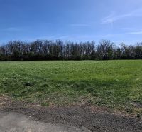 Stavebný pozemok 1212m² v obci Šelpice - Pozemok na bývanie v Šelpiciach na Slnečnej, obklopený trávnatým povrchom a stromami.