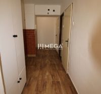 Na prenájom: Priestranný 2-izbový byt s balkónom v Humennom - Chodba v 2-izbovom byte s podlahou s dreveným dekorom a vstavanou skriňou.