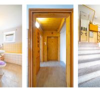 PREDAJ | 2-izb. byt 59 m² + loggia | Š. Michaľany - Kúpeľňa s vaňou a toaletou v 2-izbovom byte, schodisko vedie na Pod lesíkom, Šarišské Michaľany.