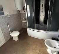 Váš nový rodinný prístav v obci Iža: Priestor, kľud a čerstvá úroda z  - Kúpeľňa v rodinnom dome s modernou sprchou a keramickým obkladom.