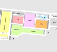 4-izbový zrekonštruovaný rodinný dom s veľkým pozemkom – Čakanovce - Pôdorys rodinného domu v Čakanovciach s izbami, kúpeľňou a kuchyňou.