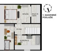 PREDAJ Rodinný DOM 3kk NOVOSTAVBA-Hurbanovo do kt. sa stačí nasťahovať - Pôdorys nadzemného podlažia rodinného domu so spálňou, šatníkom a kúpeľňou.