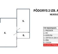 1.BCR | PRIESTRANNÝ 2-IZB. APARTMÁN V MAMAPAPA, PIVNICA, PARKING - Pôdorys 2-izbového bytu na Nejedlého, Bratislava, s celkovou výmerou 59,45 m².