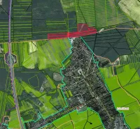 Moravský Svätý Ján – 1.580 m2 LES  - Letecký pohľad na poľnohospodárske a lesné pozemky v Moravskom Svätom Jáne.