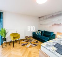 Investičný APARTMÁN v centre Terchovej - Štýlový rekreačný apartmán s podlahou s dreveným dekorom, pohovkou a rastlinami.