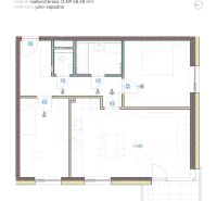 3-izbový byt s balkónom, Brenner – Residence, Ružinov - Pôdorys 3-izbového bytu s balkónom a juhozápadnou orientáciou.