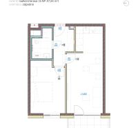 2-izbový byt s balkónom, Brenner – Residence | Ružinov - Pôdorys 2-izbového bytu s balkónom, orientácia západná, 47 m².