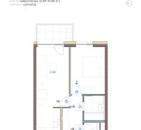2-izbový byt s balkónom, Brenner – Residence |Ružinov - Pôdorys 2-izbového bytu s balkónom a východnou orientáciou.