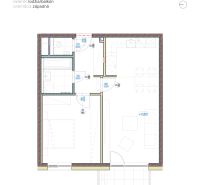 2-izbový byt s balkónom, Brenner – Residence, Ružinov. - Pôdorys 2-izbového bytu s lodžiou, rozmery 50-54 m², orientácia západná.
