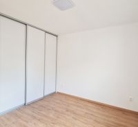 / Novostavba, moderný bungalov, dokončený na kľúč  - Izba v rodinnom dome s podlahou s dreveným dekorom, bielymi stenami a vstavanou skriňou.