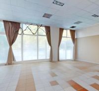Klimatizovaný obchodný priestor - showroom alebo klinika,vstup z ulice - Interiér obchodných priestorov s veľkými oknami a dlažbou.