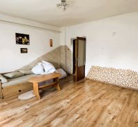 Dve generácie pod jednou strechou, Novosad, rodinný dom, 99.000€ - Obývacia izba v rodinnom dome s pohovkou a podlahou s dreveným dekorom.